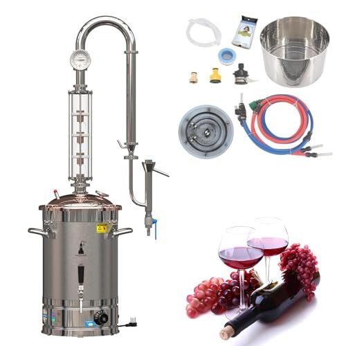 Hooloodistill 6.3gal/24l Alcohol Distiller Glass Column Moonshine Still,elect...