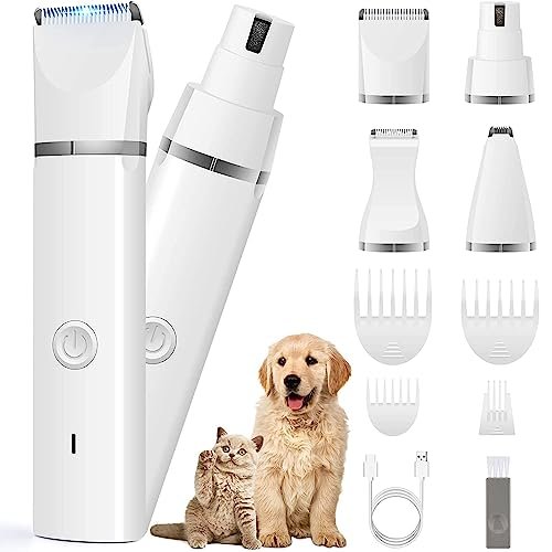Veeconn Dog Clippers Grooming Kit Hair Clipper-low Noise Paw Trimmer- Recharg...