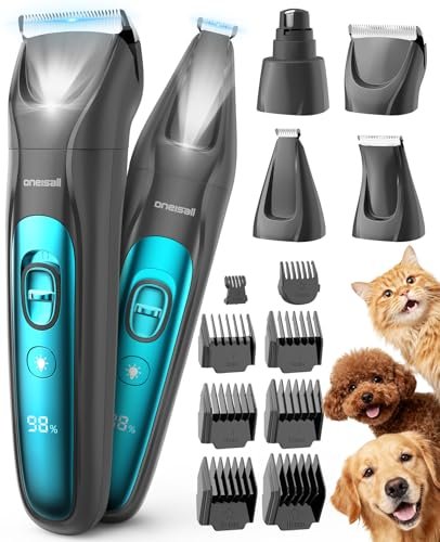 Oneisall Professional Dog Grooming Kit At Home: All-in-one Quiet Clippers & N...