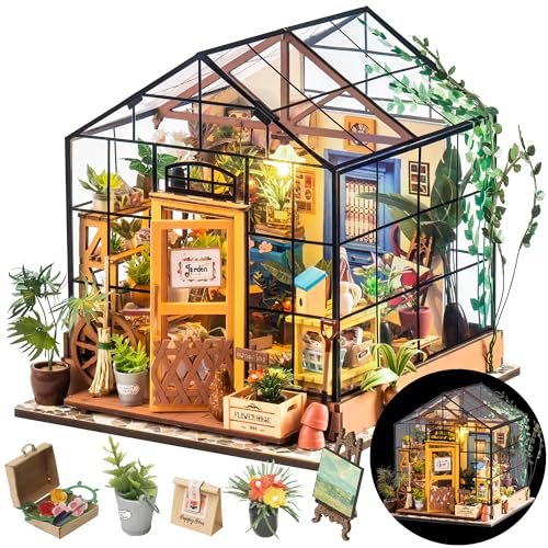 Rolife Diy Miniature Greenhouse Kit, Tiny/mini House Making Kit With Furnitur...