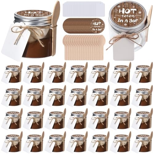 Hoolerry 30 Set Hot Chocolate Party Favors 3.4 Oz Hot Chocolate Jars With Lid...