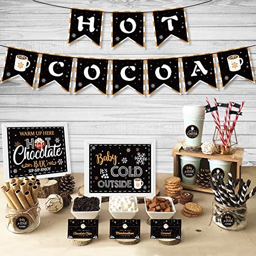 Hot Chocolate Bar Kit Hot Cocoa Banner Bar Kit Christmas Hot Chocolate Bar Su...