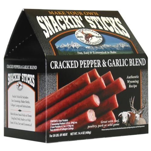 Hi Mountain ǀ Snack Stick Seasoning Kit ǀ Cracked Pepper & Garlic Blend ǀ Inc...