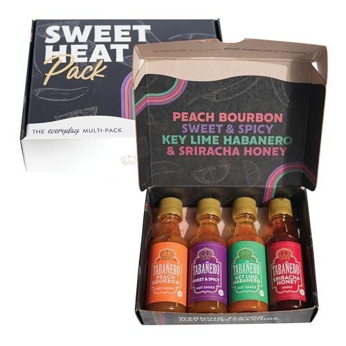Tabañero Variety Hot Sauce Gift Set, 4 Pack, Kit Includes Peach Bourbon, Srir...