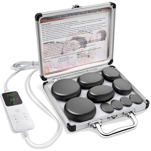 Aicnly 10 Pcs Basalt Hot Stones Massage Set With Temperature Adjustment-hot S...