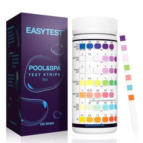 Easytest 7-way Pool Test Strips, 150 Strips Water Chemical Testing For Hot Tu...