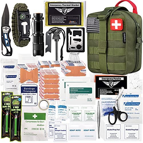 Everlit 250 Pieces Survival First Aid Kit Ifak Emt Molle Pouch Survival Kit O...