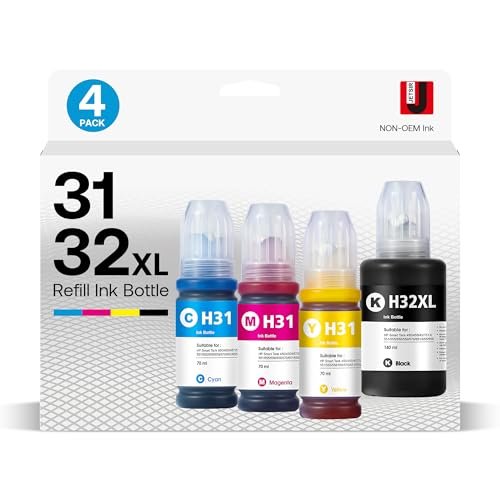 31 32xl Ink Bottle Refill Kit Compatible For Hp Smart Tank 5101 7301 7602 700...