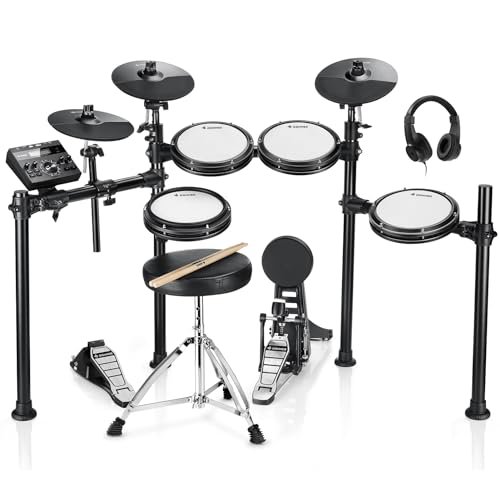 Donner Ded-200 Electric Drum Sets With Quiet Mesh Drum Pads, 2 Cymbals W/chok...