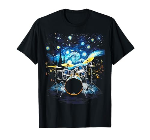 Drum Kit Percussionist Drummer Van Gogh Drums T-shirt