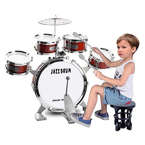 Toy Drum Set For Toddler Kids | Jazz Drum Kit With 5 Drums Percussion Musical...
