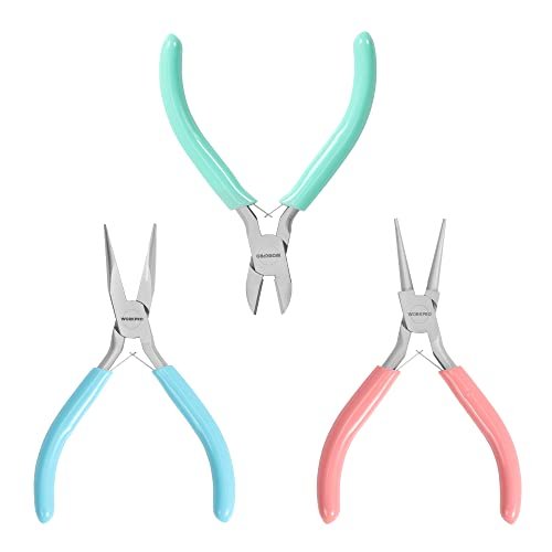 Workpro Jewelry Pliers Set, 3 Pack Jewelry Making Tool Kit Includes Mini Need...